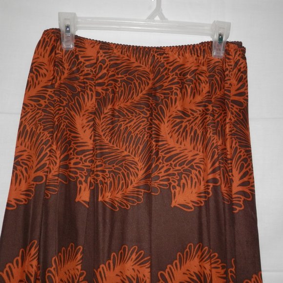 J Jill 26W Brown Silk Skirt Below Knee BOHO H527 - Picture 3 of 5